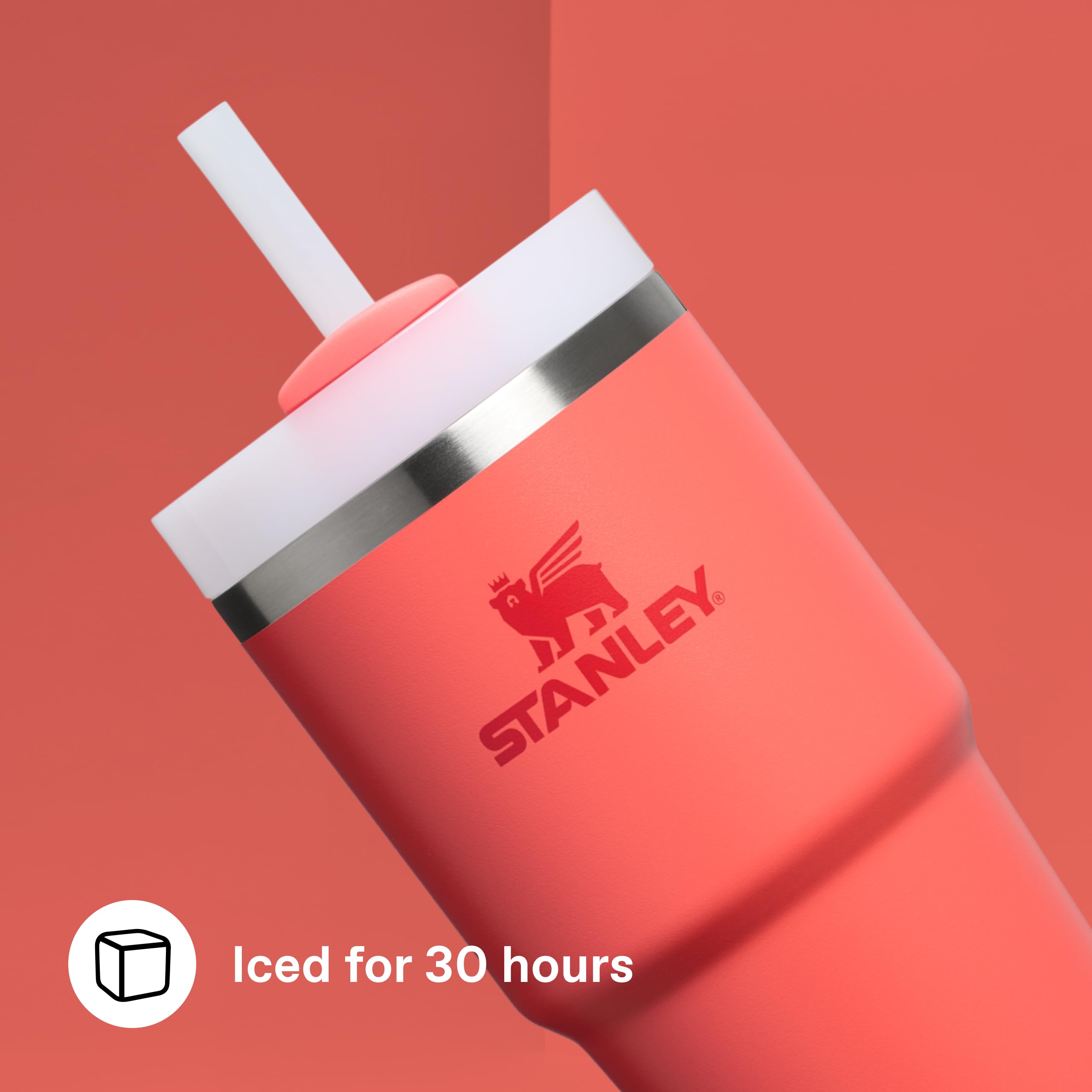 Stanley Quencher Pipetli Termos Bardak, 0.60 Litre, Mercan (Hot Coral)