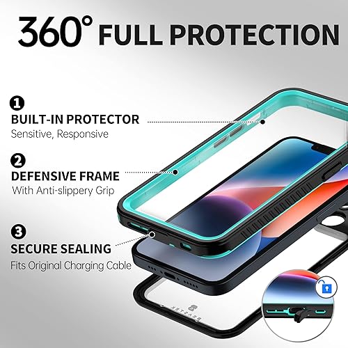 Miniatura 4 de BEASTEK Funda impermeable para iPhone 14, a prueba de golpes, a prueba de polvo, serie FSN con protector de pantalla integrado con cubierta trasera
