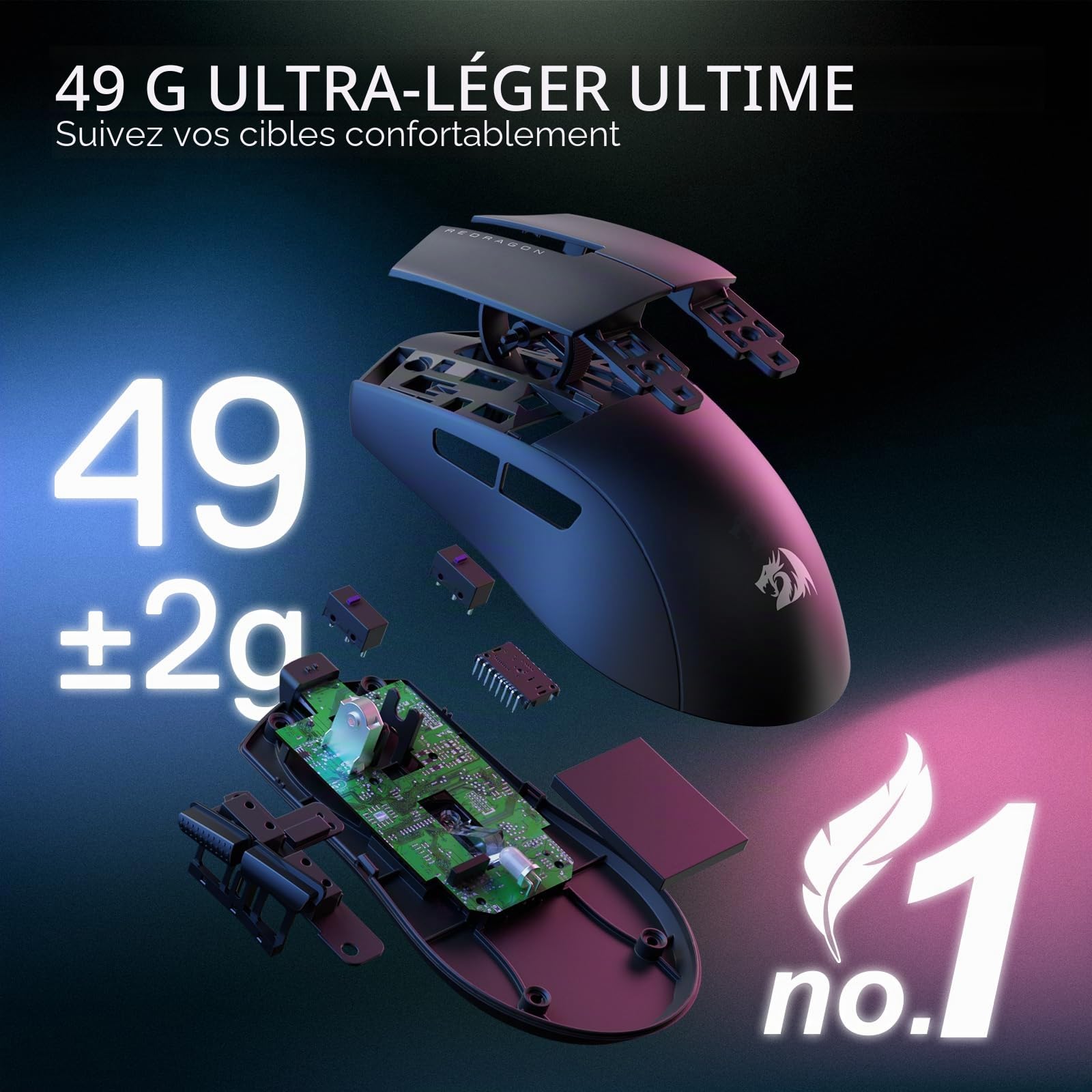 Redragon M916 Pro Souris sans Fil 3 Modes 4K 26000 DPI | souris gaming sans fil 3 modes 4K hyper rapide 26000 DPI ergonomique macros redéfinies ultra légère