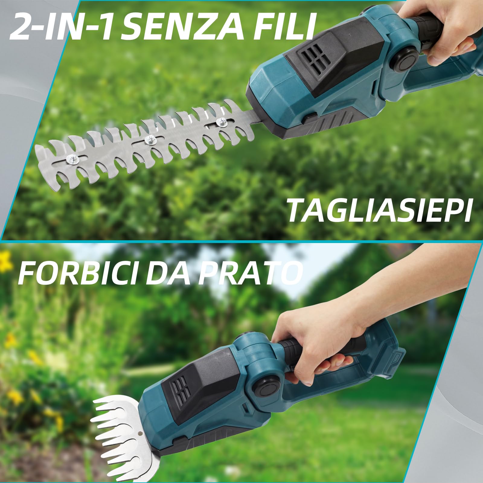 Set di cesoie per erba a batteria, compatibile con Makita 18 V, pratiche, tagliasiepi, tagliasiepi con coltello per erba e cesoie per arbusti, senza fili (senza batteria)
