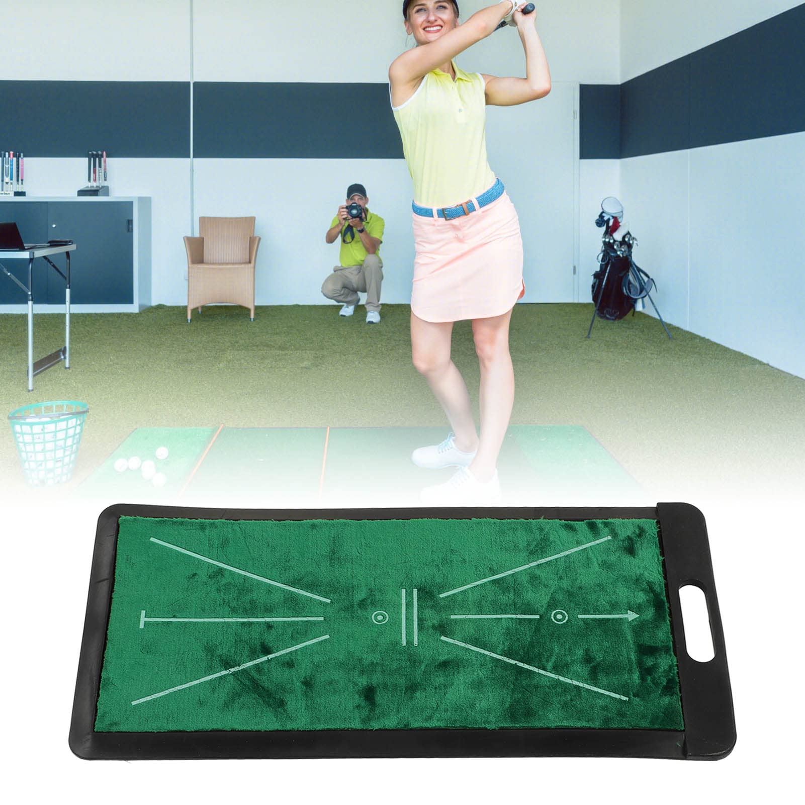 Almohadilla de detección de oscilación de Golf Tela de Terciopelo de Primera Calidad Estera para Golpear con Parte Posterior Antideslizante para práctica de Entrenamiento en
