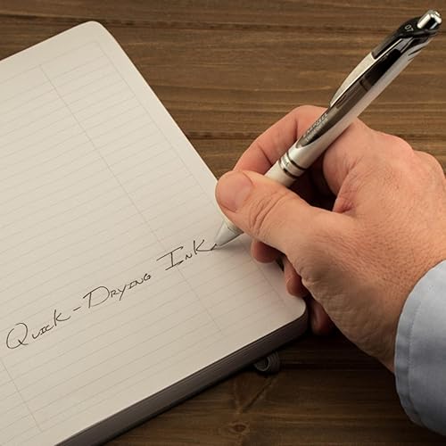 Miniatura 6 de Pentel EnerGel PEARL - Bolígrafo retráctil de gel líquido, línea media de 0.028 in, punta de aguja, tinta negra, paquete de 12 cajas con ventana