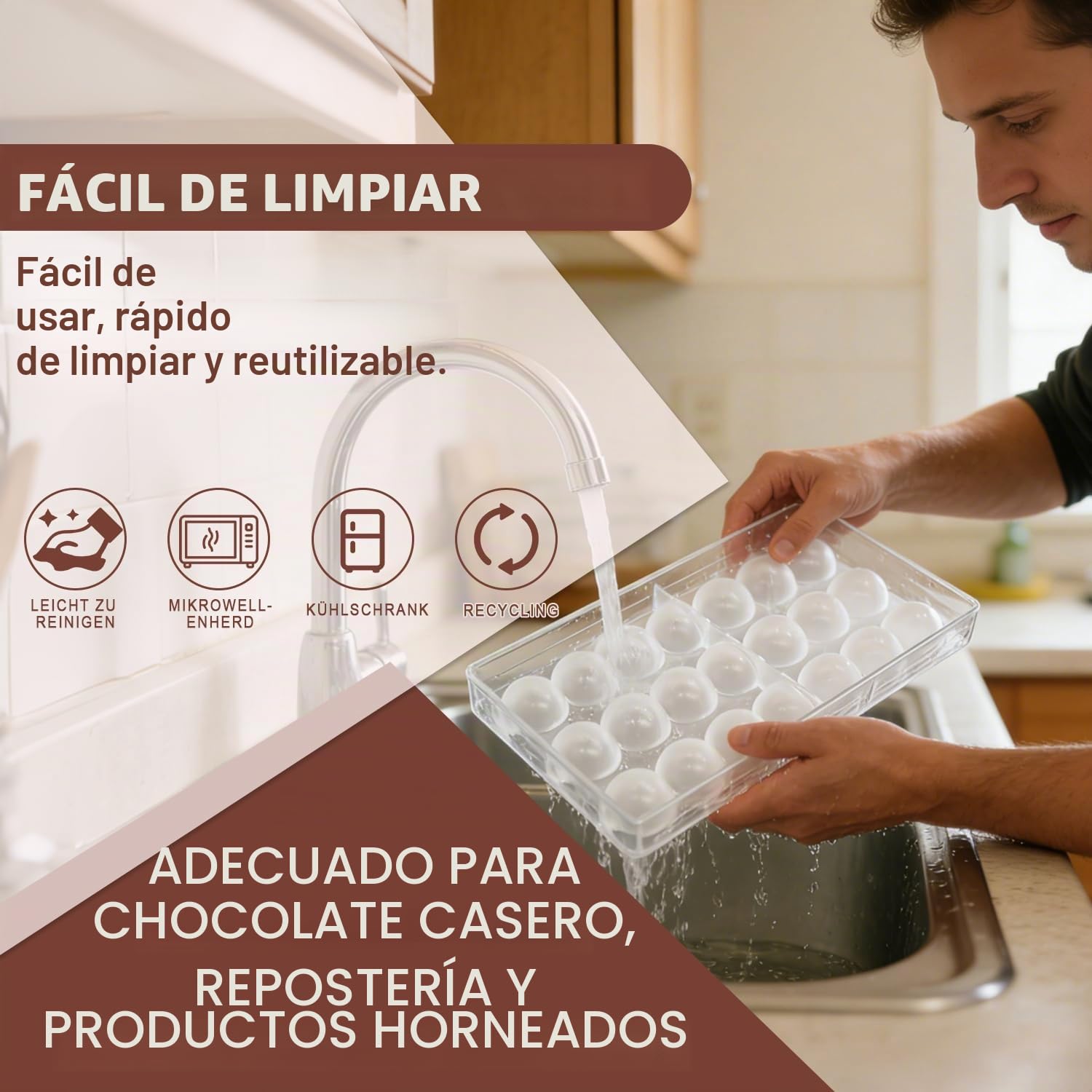 Juego de 2 Moldes de Policarbonato para Bombones, Molde de Chocolate Transparente para Repostería