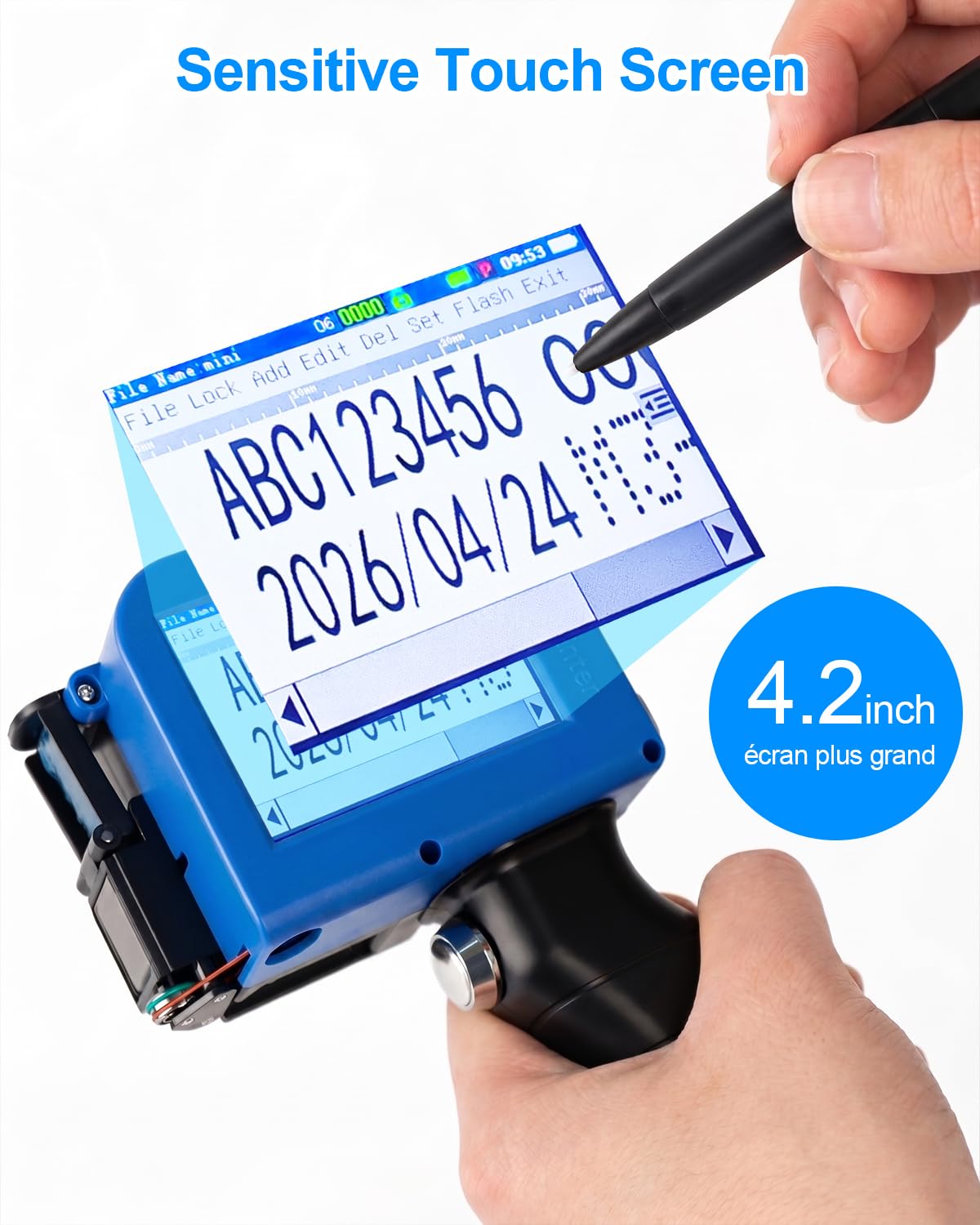 Imprimante à Jet d'Encre Portable 42ML Cartouche Séchage Ultra-Rapide 1-4 Lignes Hauteur 2-12.7mm Machine de Codage
