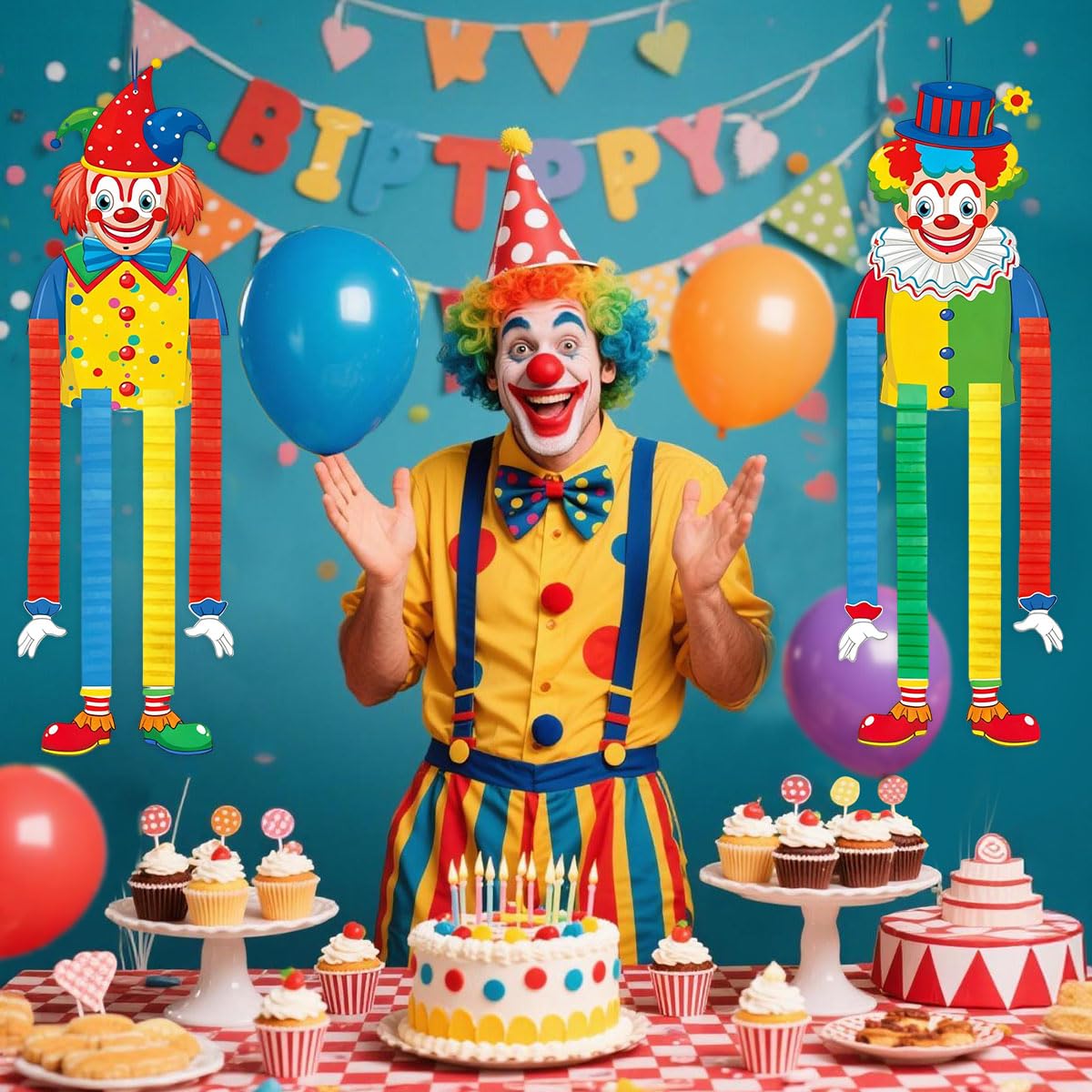 2 Pièces Décoration de Carnaval de Clown, Bannières de Clown, Décoration Murale à Suspendre pour Carnaval, Cirque Suspendue en Papier pour Carnaval et Soirées à Thème (B)