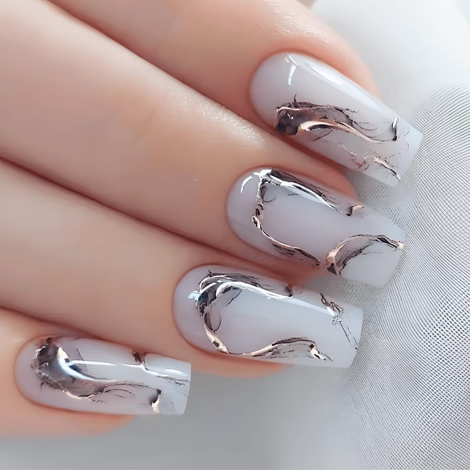 Amazon | COLORBIRD ネイルチップ ロング 24枚 白 ネイル 付け爪  