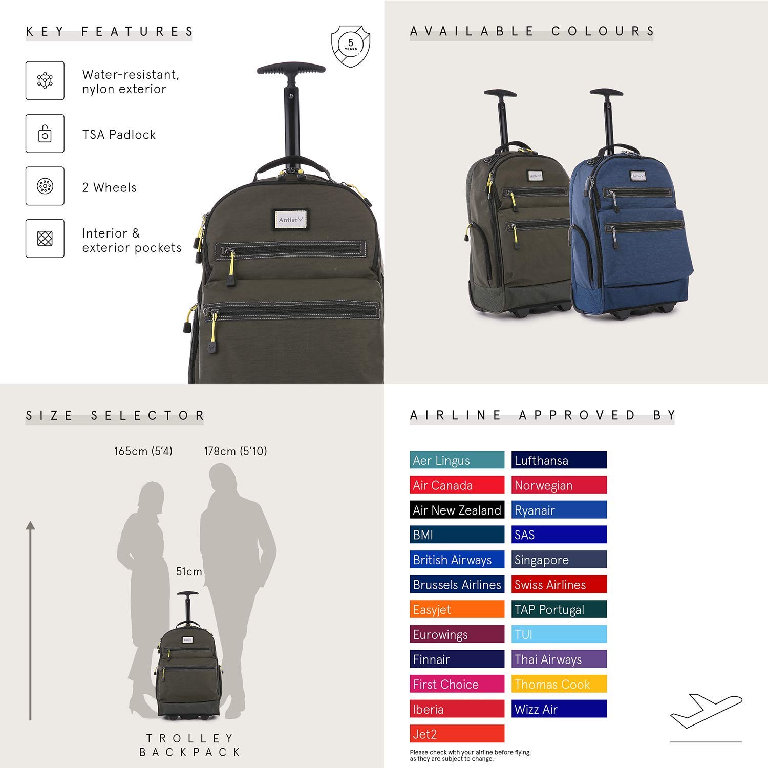 Urbanite Evolve Backpack with Wheels Trolley Bags Rucksack with