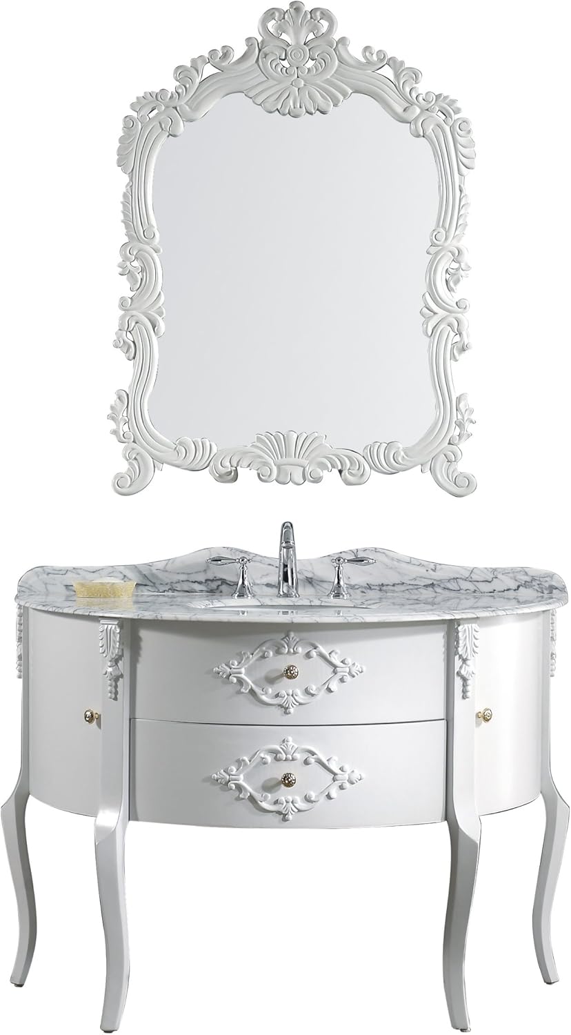 Virtu USA Abigail 48 inch Single Sink Bathroom Vanity Set in White w