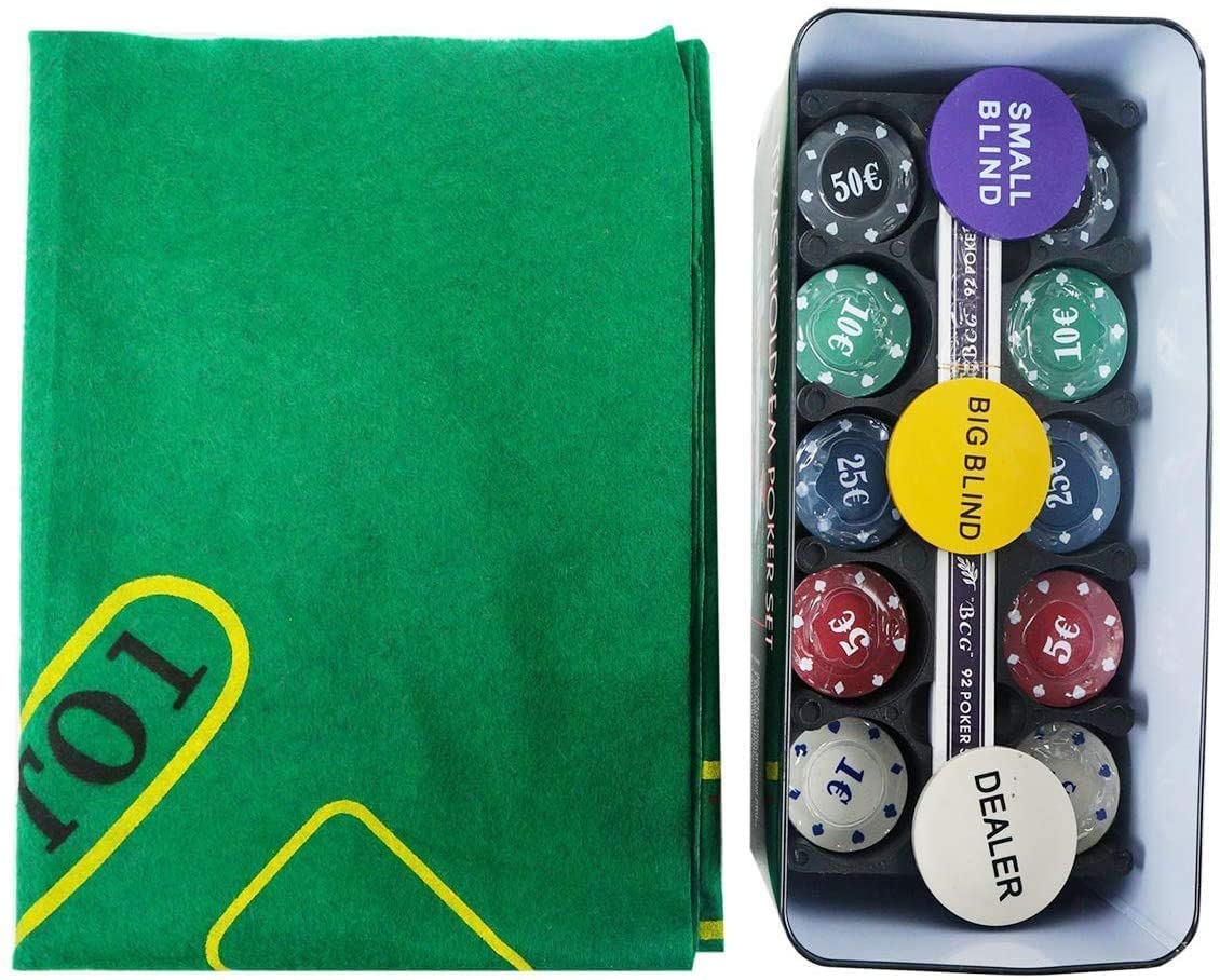Set De Poker Complet En Boîte Métal - 200 Jetons, 2 Jeux De Cartes, Boutons Croupier - Jeu De Société