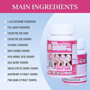 1500000mg for Skin Lightening, Skin Moisturizer, Collagen Stimulator Healthy Blood Circulation | L-Glutathione 30 Softgels (Pack of 3)