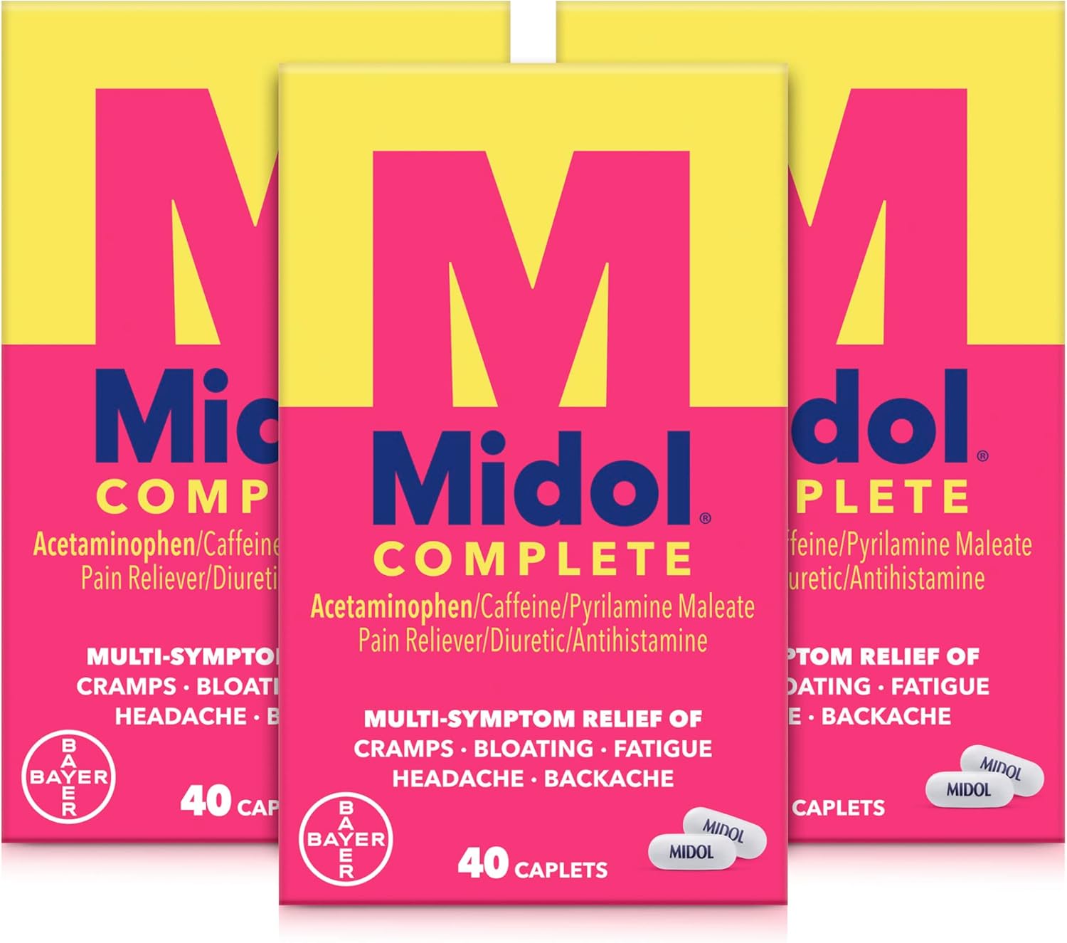 Midol Complete Menstrual Period Symptoms Relief Caplets, 120 Count