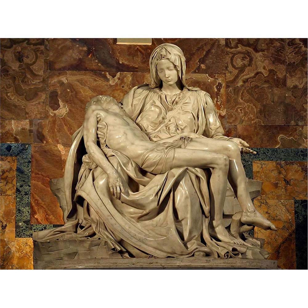 Wee Blue Coo Michelangelo Pieta 1499 Old Master Painting Art Print Poster Wall Decor 12X16 Inch