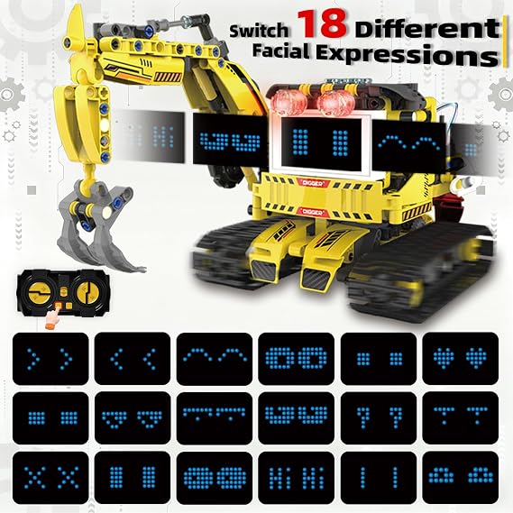 5 in 1 STEM Robot Building Kit, Programmable RC Truck Set, APP & Remote Control with LED Display, Engineering Technic Educational Construction Toy Gift for Kids Ages 8-14 Boys (660 PCS)