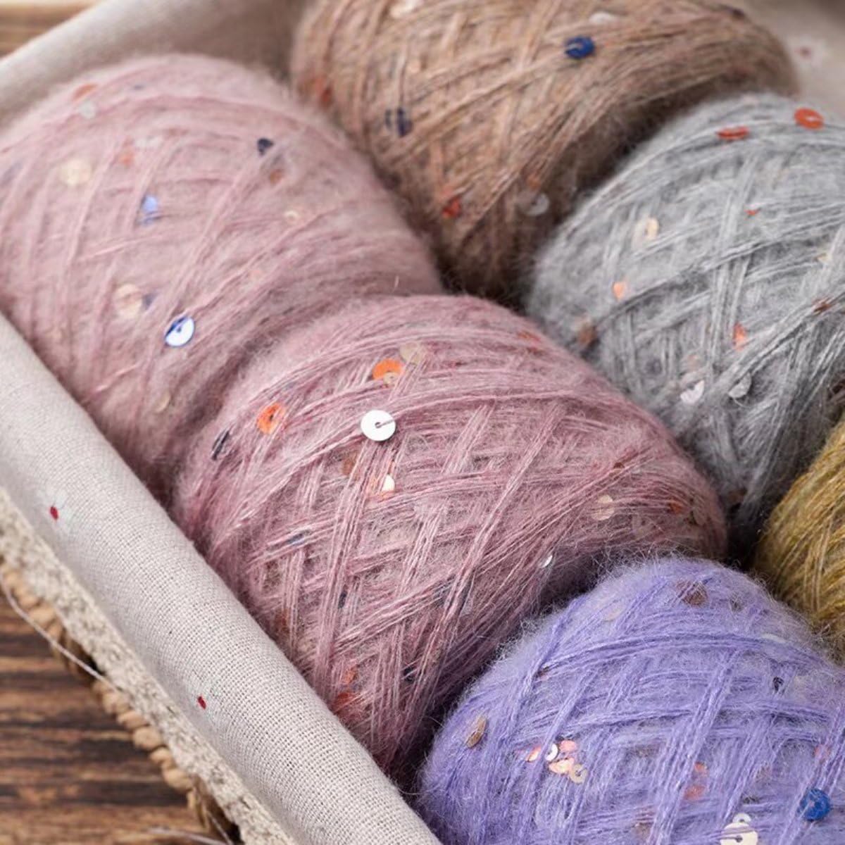 Glitzer-Mohair-Strickgarn, leichtes Häkelgarn für gemütliche Pullover, handgefertigte Kleidungsstücke und Bastelarbeiten, weich und vielseitig (100 g)