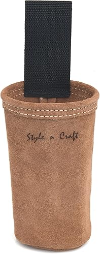 Style n Craft Soporte para latas de pintura en aerosol, soporte para latas de pintura en aerosol de cuero de gamuza resistente, color marrón oscuro