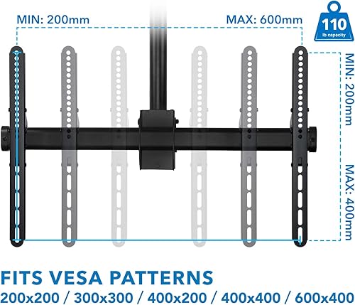 Miniatura 6 de Mount-It! Soporte de montaje de TV de techo extralargo, 10 pies de largo, se adapta a televisores de pantalla plana de 40 42 47 50 55 60 70