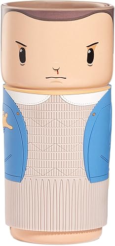 CosCups by Numskull Stranger Things Eleven - Taza de cerámica con funda de goma, 13.5 fl oz, producto oficial de Stranger Things