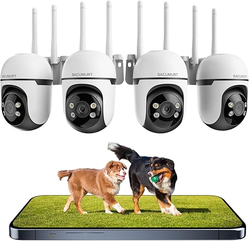 Cámaras de seguridad WiFi inalámbricas para exteriores, cámara de seguridad con cable enchufable para exteriores, grabación 247, PTZ, WiFi de 2.4