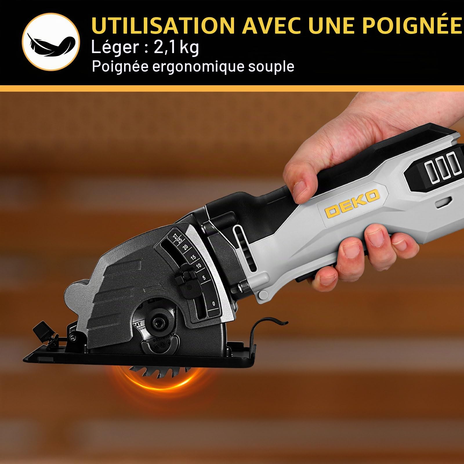 DEKOPRO Mini Scie Circulaire 600W: 5500 RPM, Lame De 85 mm, Trait De Scie De 27 mm, Port De Dépoussiérage Avec Tuyau, Mini Scie Circulaire Pour Le Bois, Le Métal, Le Carrelage et Les Plastiques