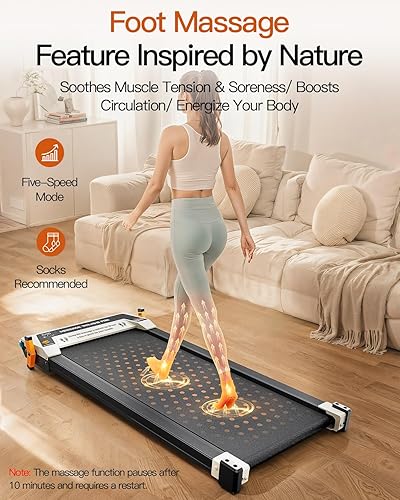 Miniatura 3 de FUNRAY Versatile Walking Pad Treadmill with Incline - Dual-Sided Under Desk Treadmill with Foot Massage,2 in 1 Walking Machine for HomeOffice with