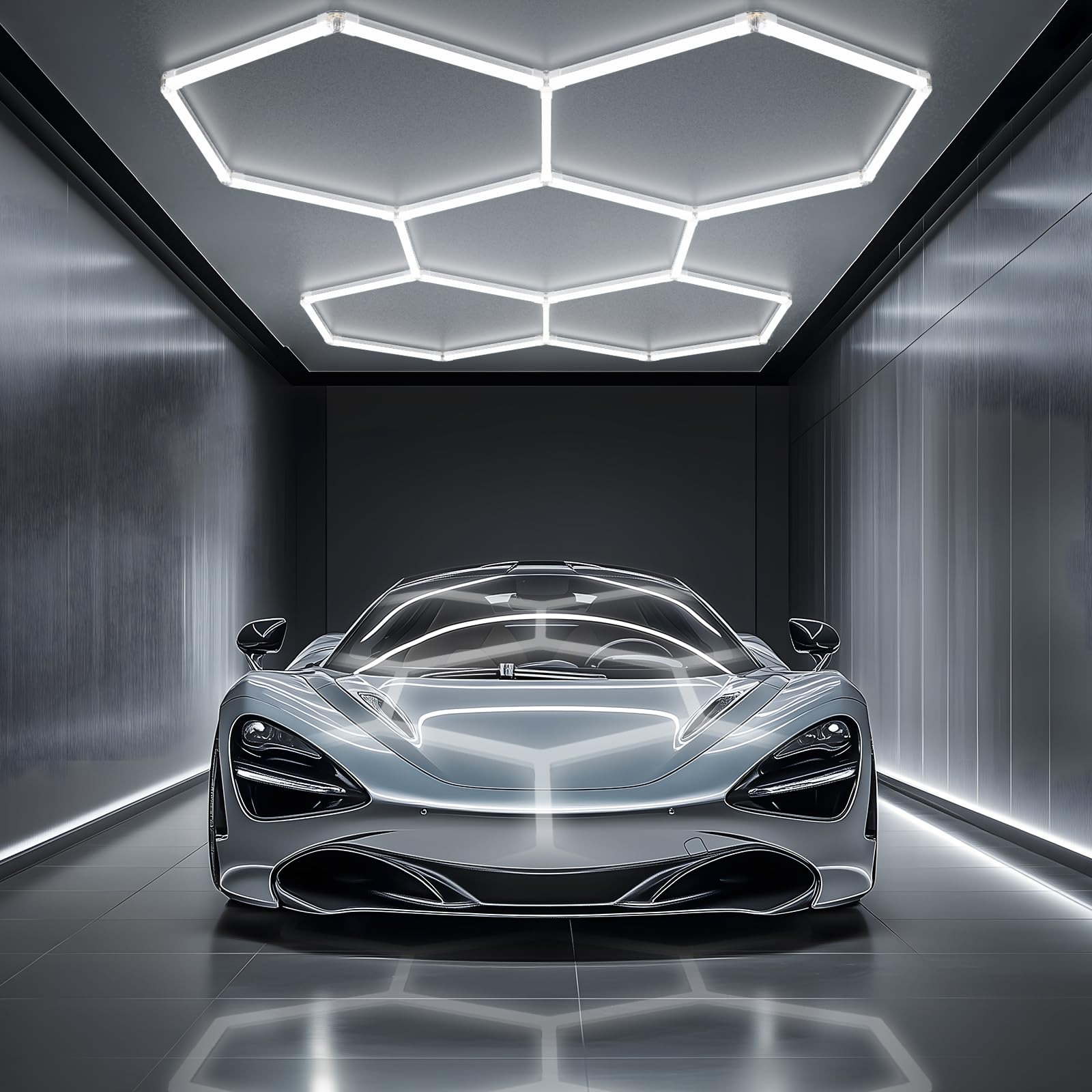 Hexagon Garage Light - 25 Pack Garage Lights Ceiling Led Hexagon,5000k Daylight White Honeycomb Lights Ceiling for Gym,Warehouse,Car Detailing Shop,Super Market