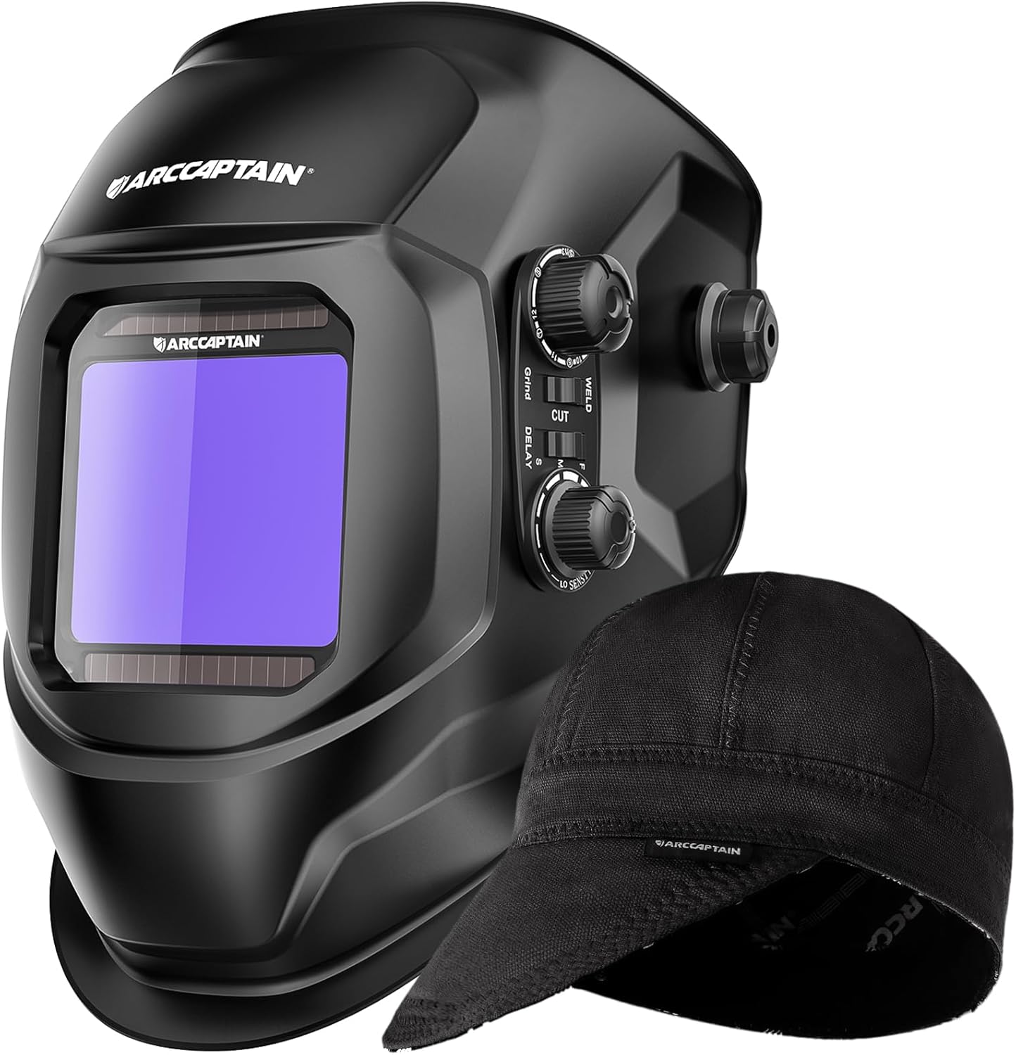 ARCCAPTAIN Welding Helmet Auto Darkening & Black Reversible Welding Cap, 7 1/4
