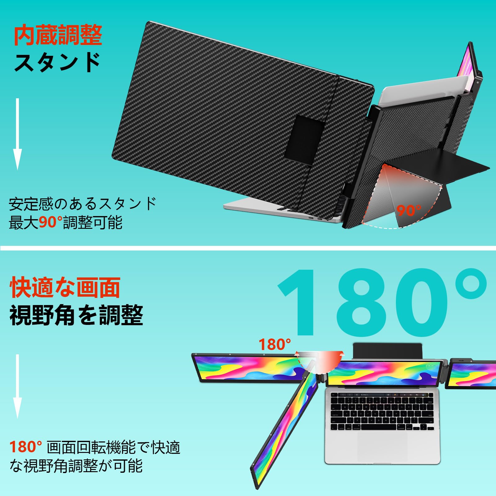 Amazon.co.jp: 14インチ デュアルディスプレイ【3画面作業 簡単に接続 