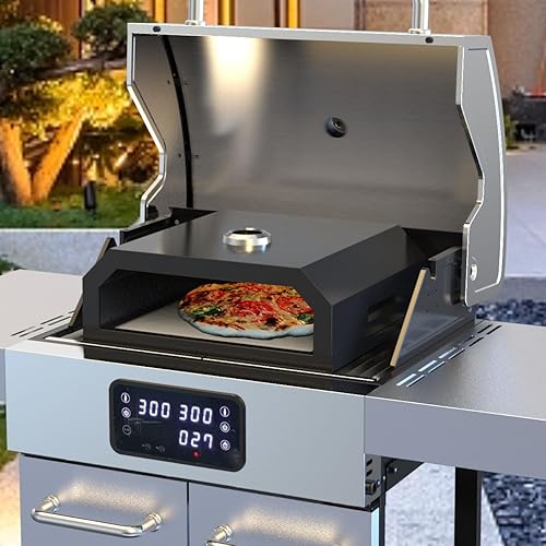 Miniatura 4 de Horno de pizza con parte superior para parrillas de carbón y gas, horno de pizza portátil hecho en casa, piedra de cerámica para hornear pizza de 13
