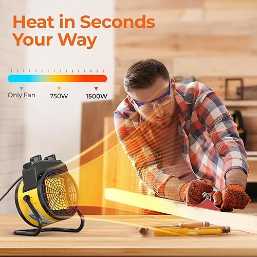 Miniatura 3 de TRUSTECH Calentador de invernadero, calentador eléctrico para exteriores de 1500 W, calefacción 3S y 3 modos de calor, protección contra