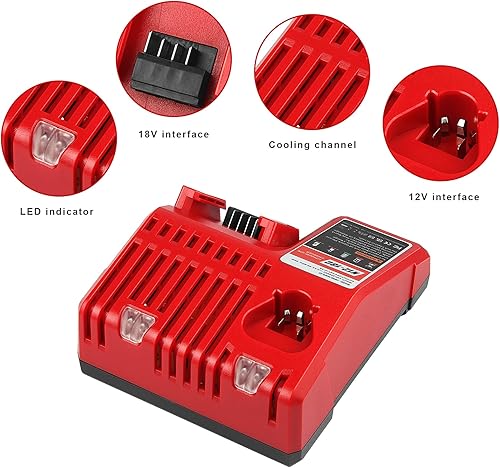 Miniatura 5 de ARyee Cargador de repuesto para batería de litio Milwaukee 12V-18V MK12 M14 MK18 48-11-2420 48-11-2440 48-11-1820 48-11-1840 48-11-1850 48-11-2401