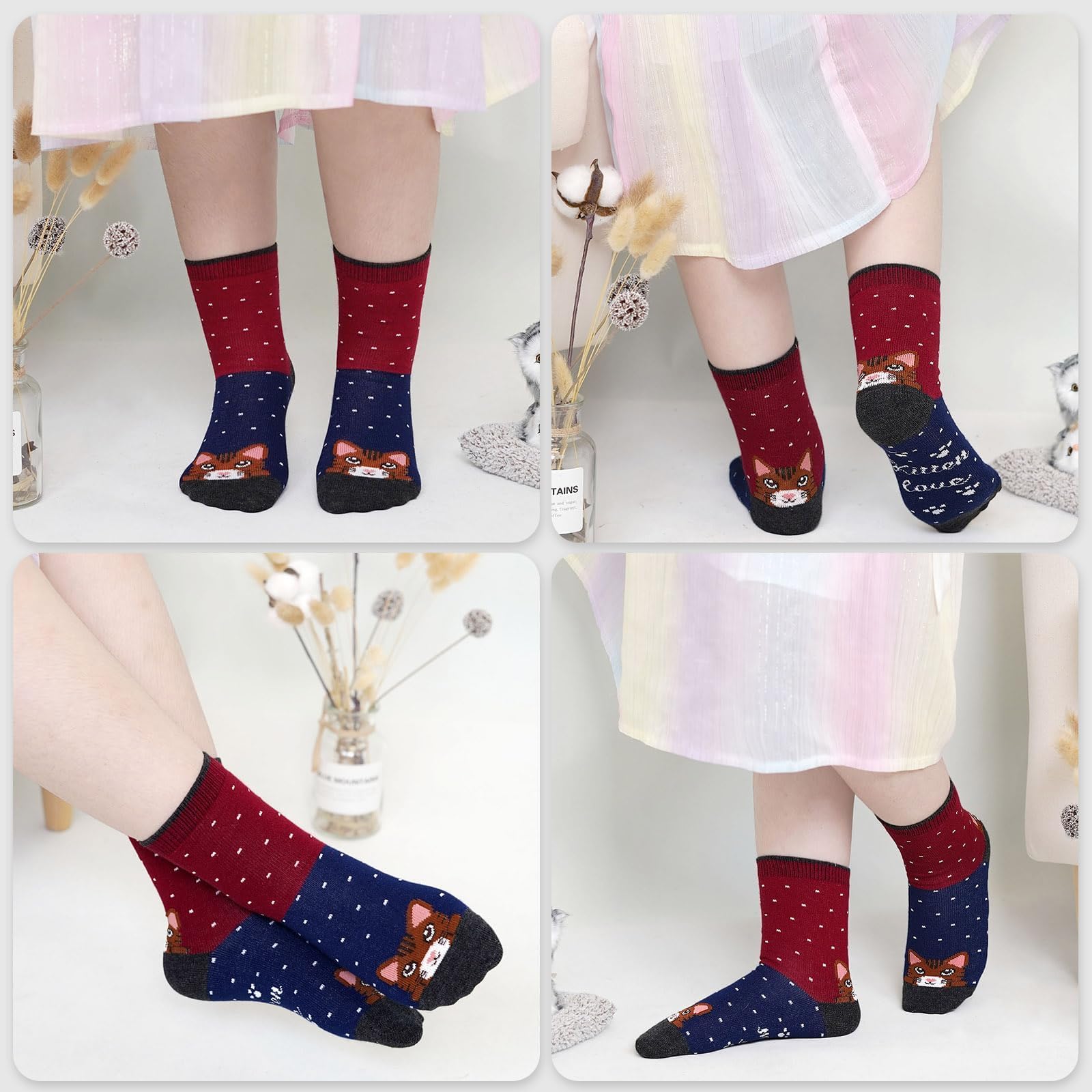 Dziewczęce skarpetki nowość zwierzęcy wzór bawełniane skarpetki dla dzieci funky skarpetki urocze skarpetki do kostki, 2-11 lat, 5 par