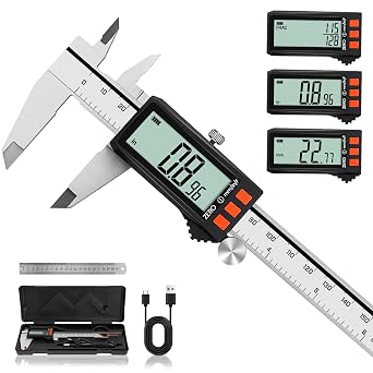 HARDELL Digital Caliper, Rechargeable Calipers with Power Display, 0-6 Inch