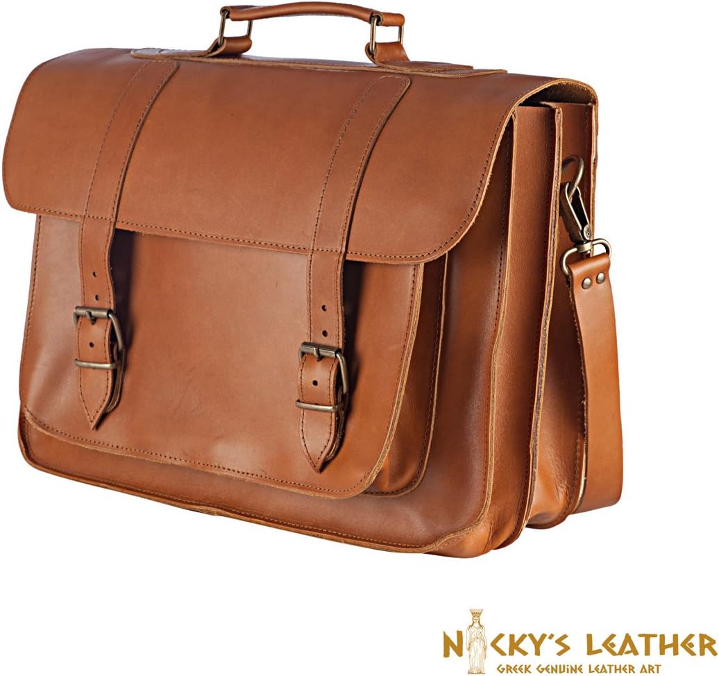 LEATHER MESSENGER BAG 17 inch Laptop Bag Leather Briefcase from Real Full Grain Leather