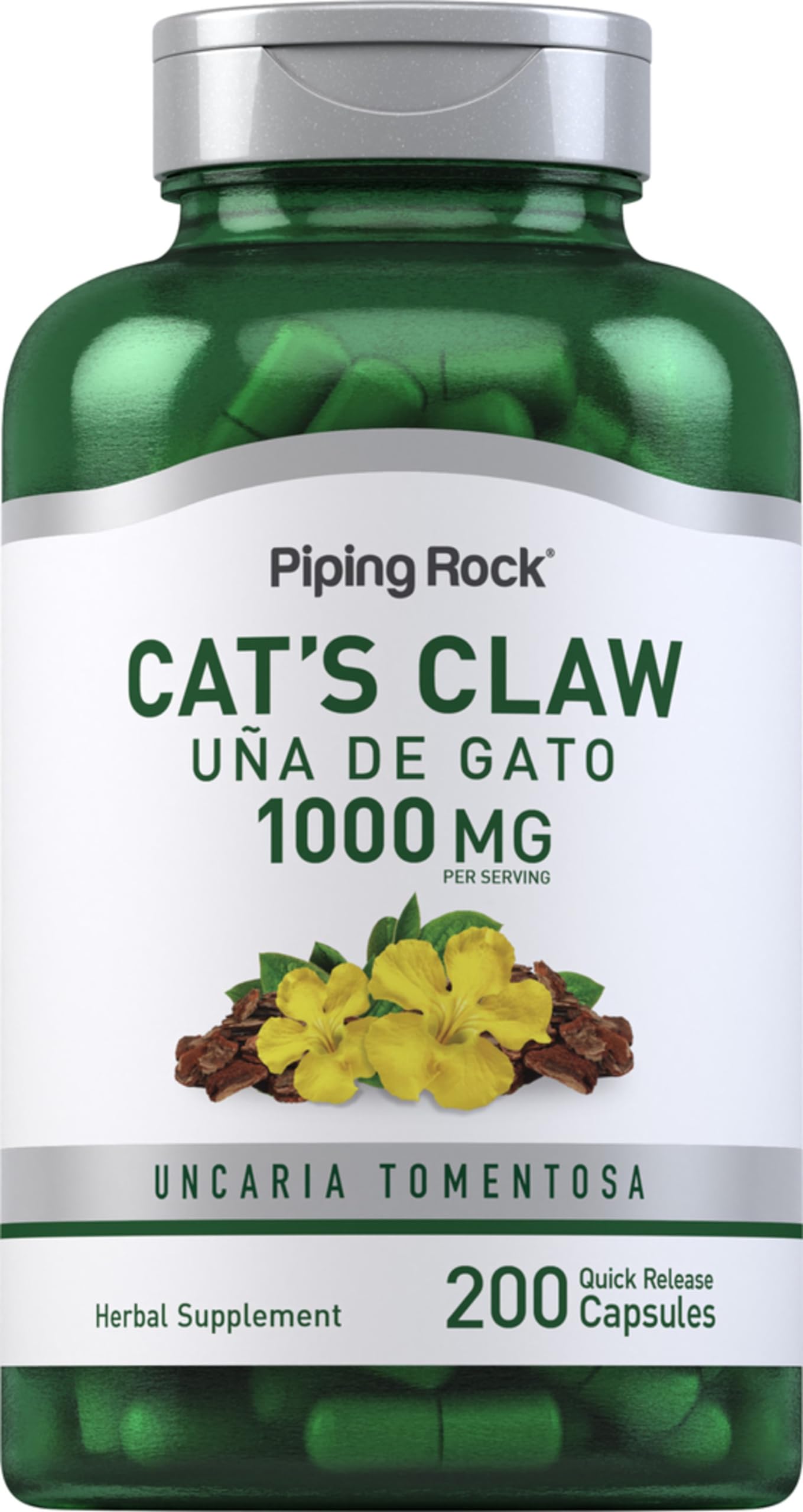 Cat's Claw Capsules 1000mg | 200 Count | UNA De Gato | Herbal Supplement | Non-GMO, Gluten Free