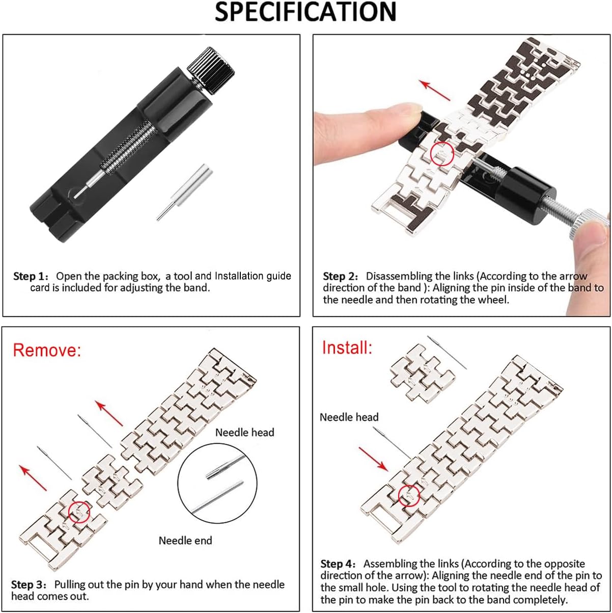 DEALELE Bands Compatible with Samsung Galaxy Watch 7 / FE / 6/6 Classic / 5/5 Pro / 4/4 Classic / 3 41mm / Huawei GT3 / GT2 42mm, 20mm Bling Diamond Metal Replacement Strap for Women Men