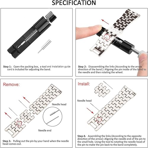 Vista 98 de Correas compatibles con Samsung Galaxy Watch FE / 5/4 de 1.575 pulgadas, correa de metal con diamantes de imitación brillantes de 0.787 pulgadas