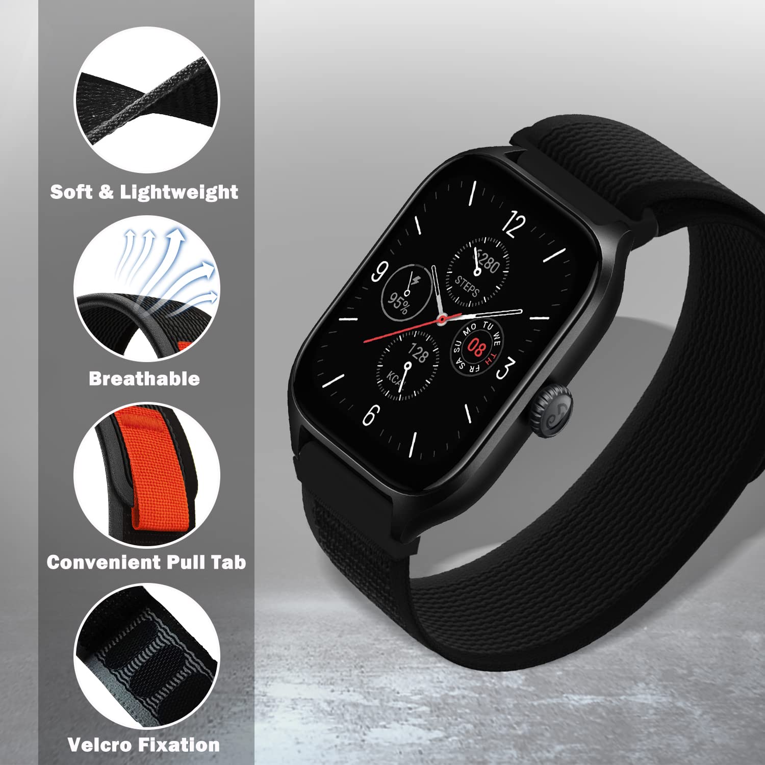 KeeFos 20MM Cinturino per Amazfit T-Rex 3 Pro 44mm/Active 2 Square/Active 2/GTR Mini/GTR 42mm/GTS 4/GTS 4 Mini/3/2e/2 Mini/2/Bip 3 Pro/Bip 3, Nylon Cinturino di Ricambio Elasticizzata - Grigio