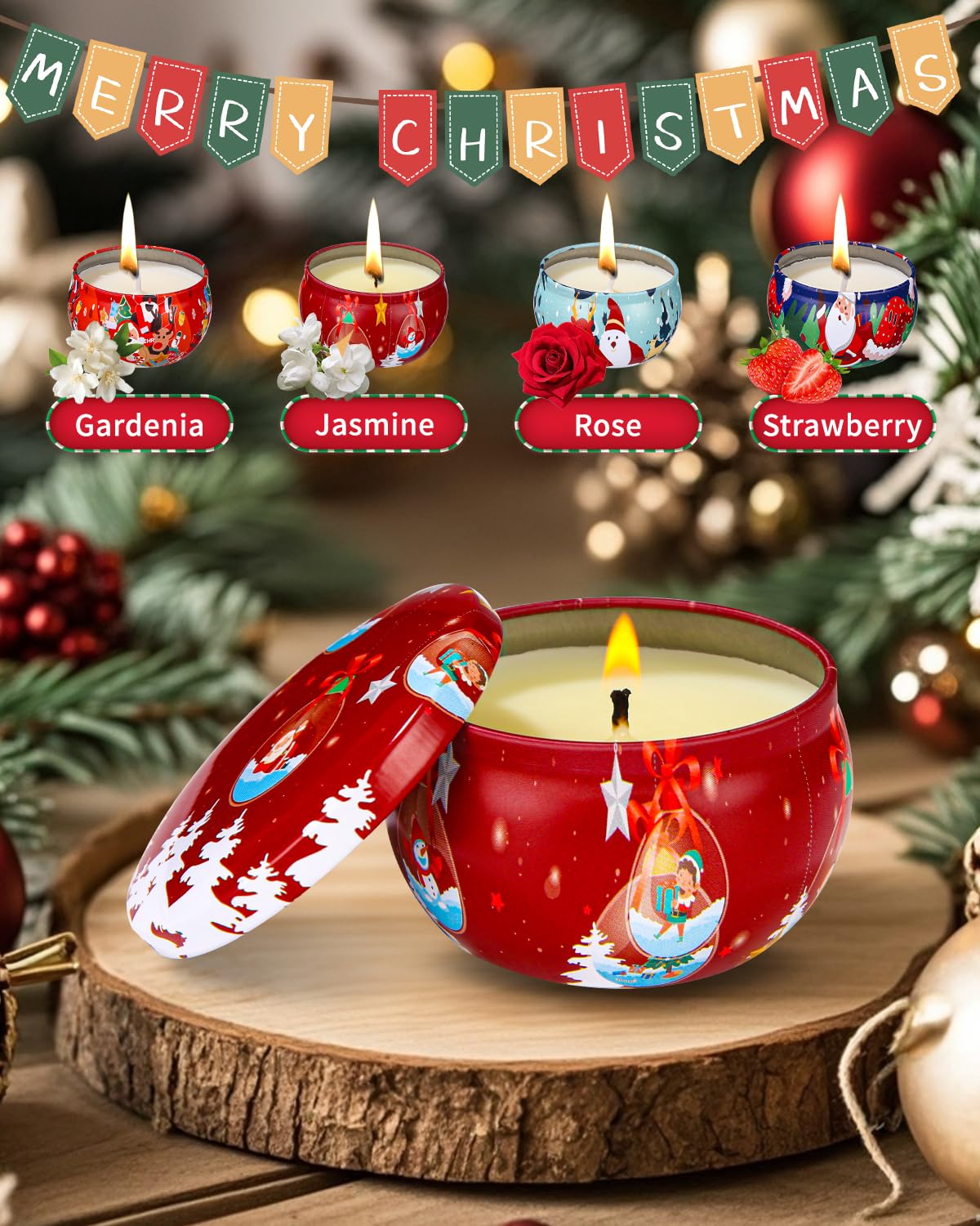 4 Stück Duftkerzen, Duftkerzen Geschenkset, 2,5 OZ Sojawachs Aromatherapie Kerzen,Damen Aroma Kerze Geschenk-Set für Geburtstag Geschenk, Valentinstag