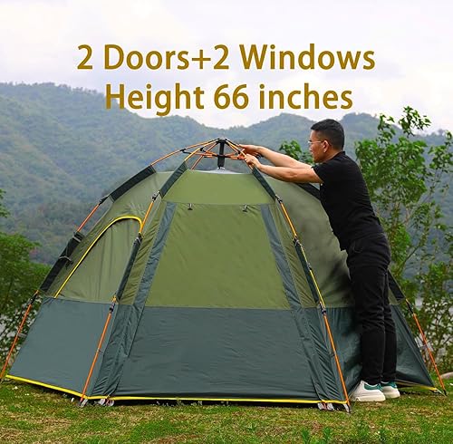 Miniatura 5 de Tienda de campaña para 2-3-4 personas, 60 segundos, fácil instalación rápida, impermeable, pop-up domo, familia, hexágono, deportes al aire libre,