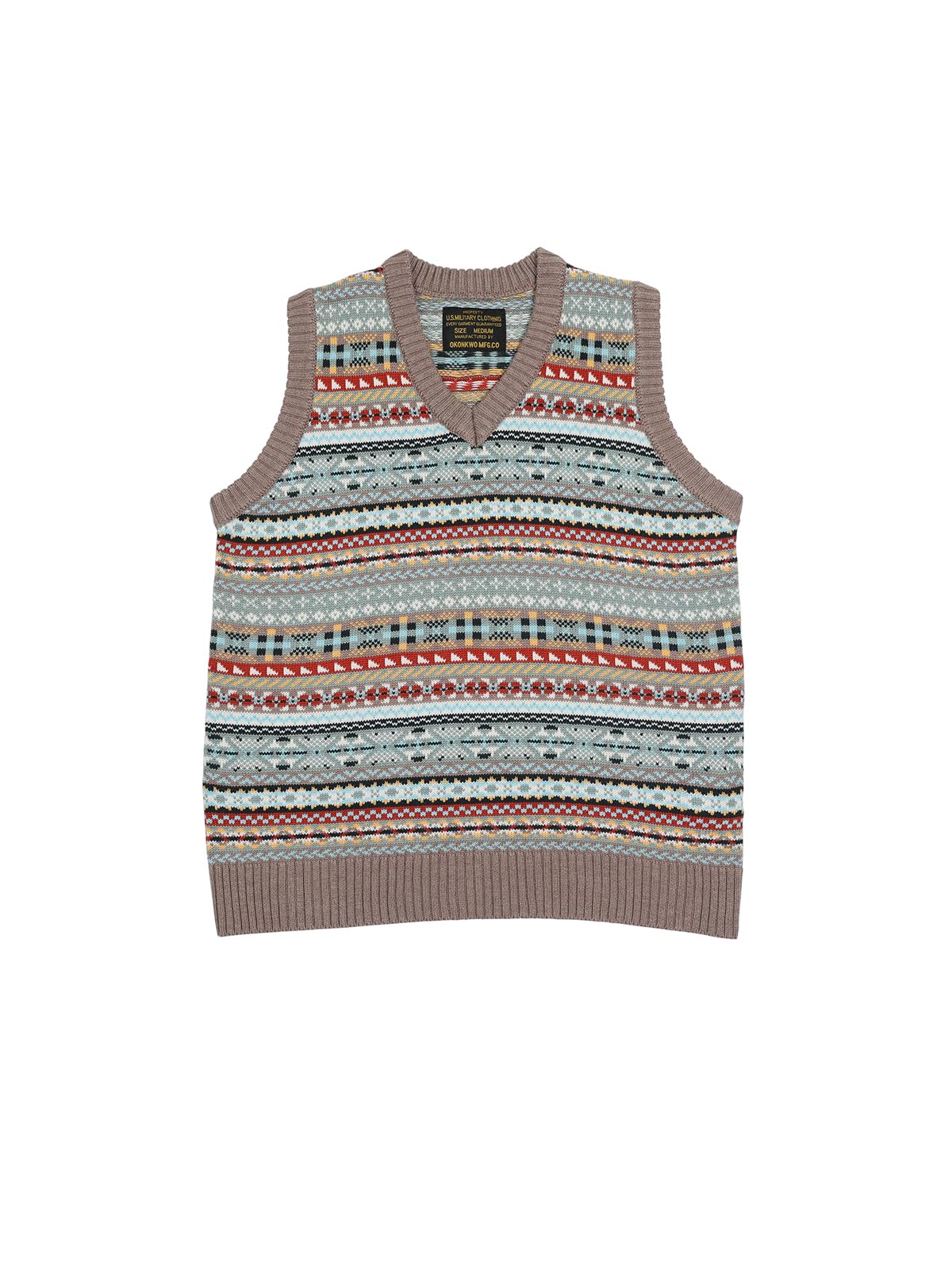 Classic British Retro Fair Isle Knit Wool Blend Vest