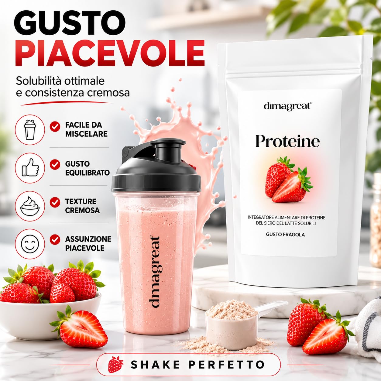 DIMAGREAT Proteine in Polvere Isolate 400g Gusto Vaniglia, Made in Italy - Con Citrullina, Acetil L Carnitina e Aminoacidi Essenziali (Vaniglia, 400g)