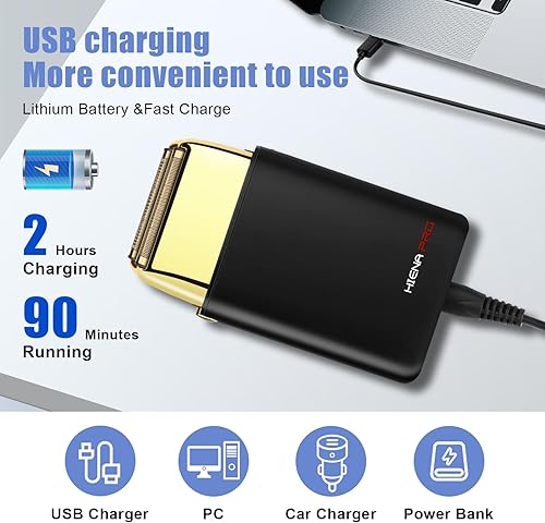 Miniatura 5 de HIENA PRO Afeitadora de aluminio para hombres barbería, recortadora eléctrica doble, maquinilla de afeitar eléctrica profesional, afeitadora de
