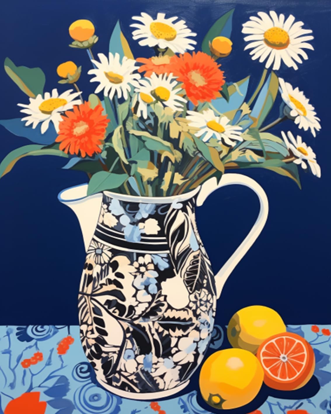 Flowers in a Floral Vase DIY Paint by Numbers for Adults Seaside Vacation Lady DIY Oil Painting Acrylic Paint Art Painting Kit Canvas with Acrylic Paints Mixed Media Art 16x20 Inch（DIY Frame ）