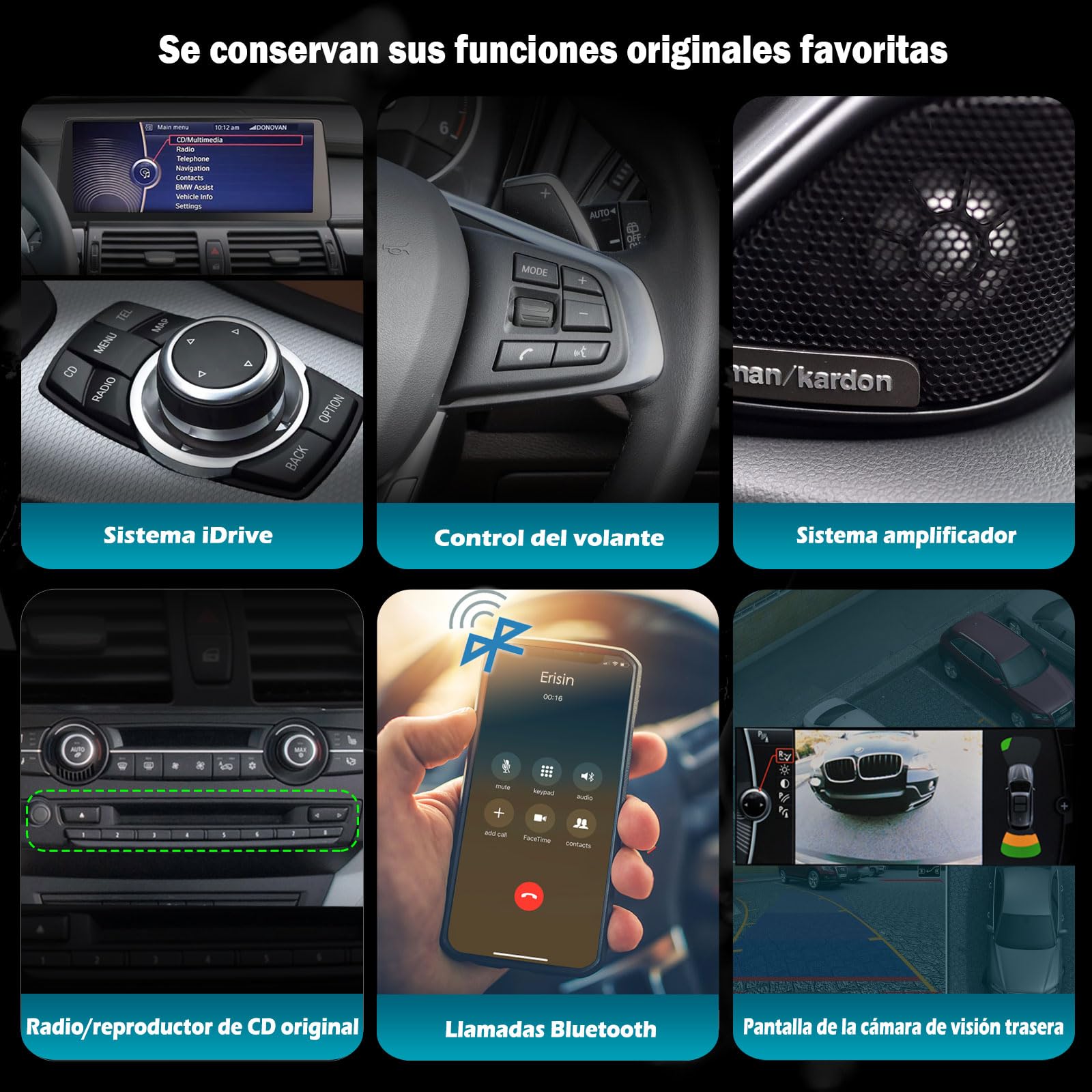 12,3" Qualcomm 8 Core 8+128GB Radio Coche Carplay para BMW X5 E70/ X6 E71 【CIC Sistema】 DSP Bluetooth 5.1 A2DP Dab+ SWC 4G DSP WiFi GPS Navegador Canbus Idrive 2K Pantalla táctil
