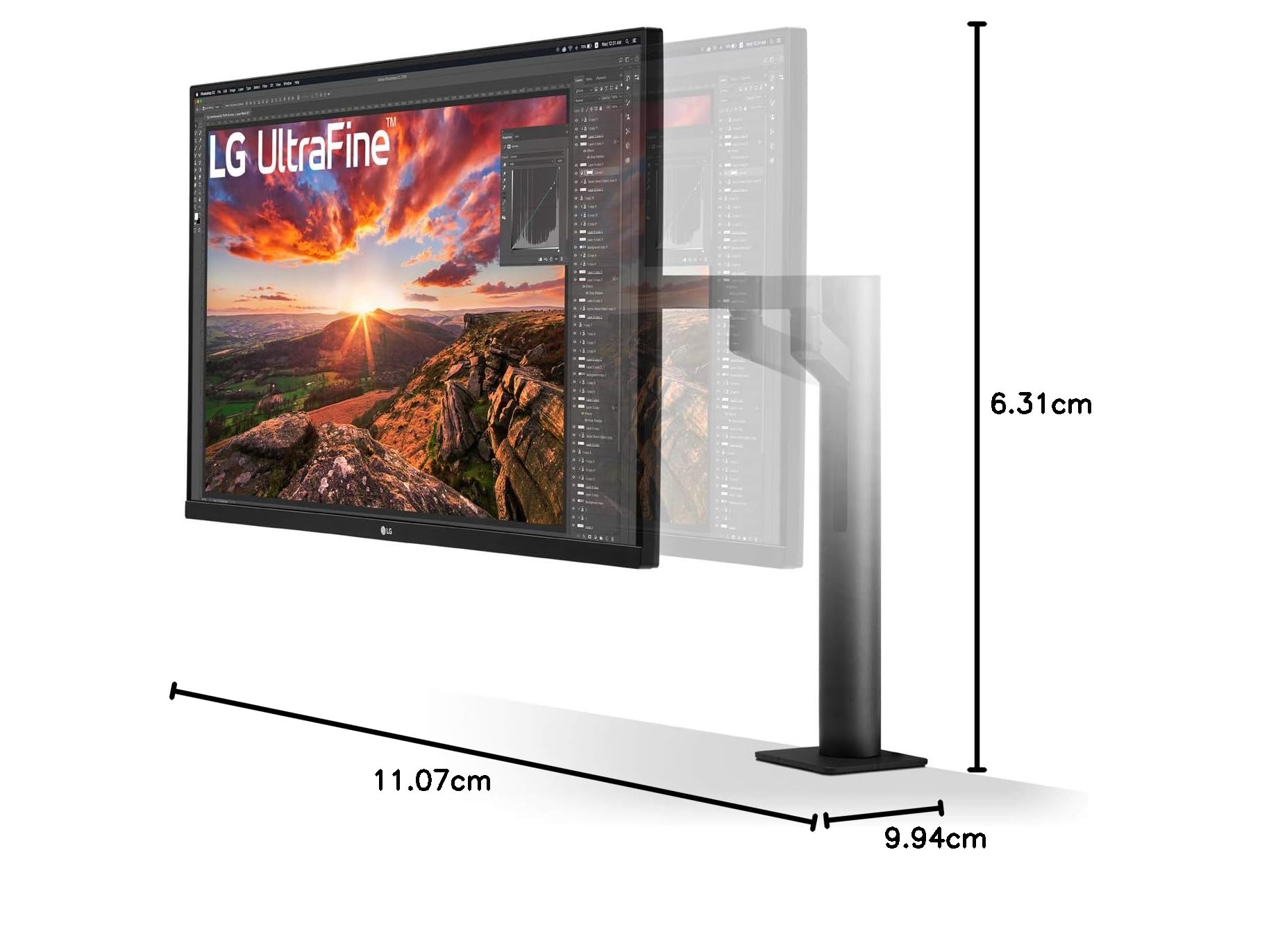 LG 32UN880P ERGO Monitor 32" UltraHD 4K LED IPS HDR 10, 3840x2160, 5ms, AMD FreeSync 60Hz, Audio Stereo 10W, HDMI 2.0 (HDCP 2.2), Display Port 1.4, USB-C, USB 3.0, AUX, Stand ERGO, Flicker Safe, Nero