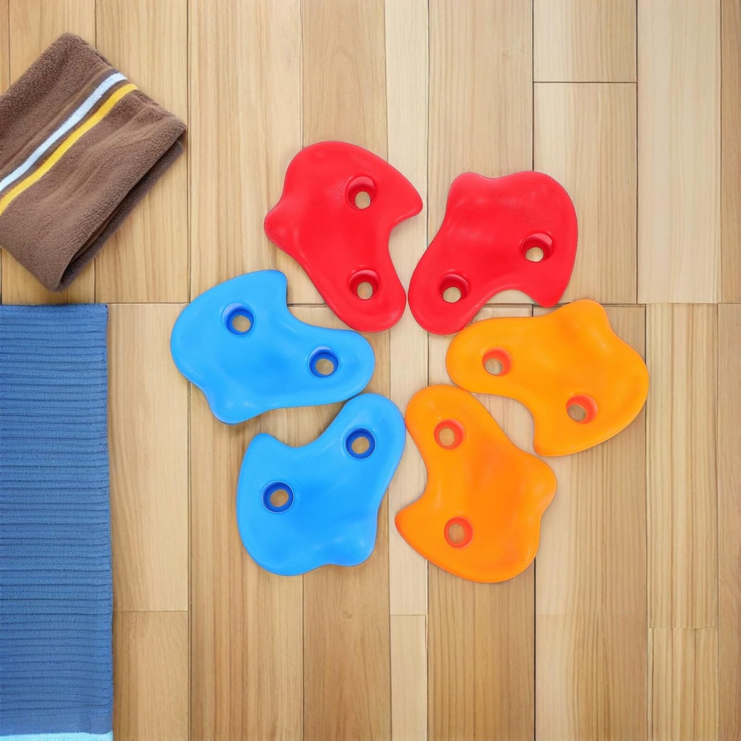6pcs Climbing Holds Set for Indoor Outdoor Playground, Thick Rock Wall Attachments with Mounting Hardware for Climbing Training