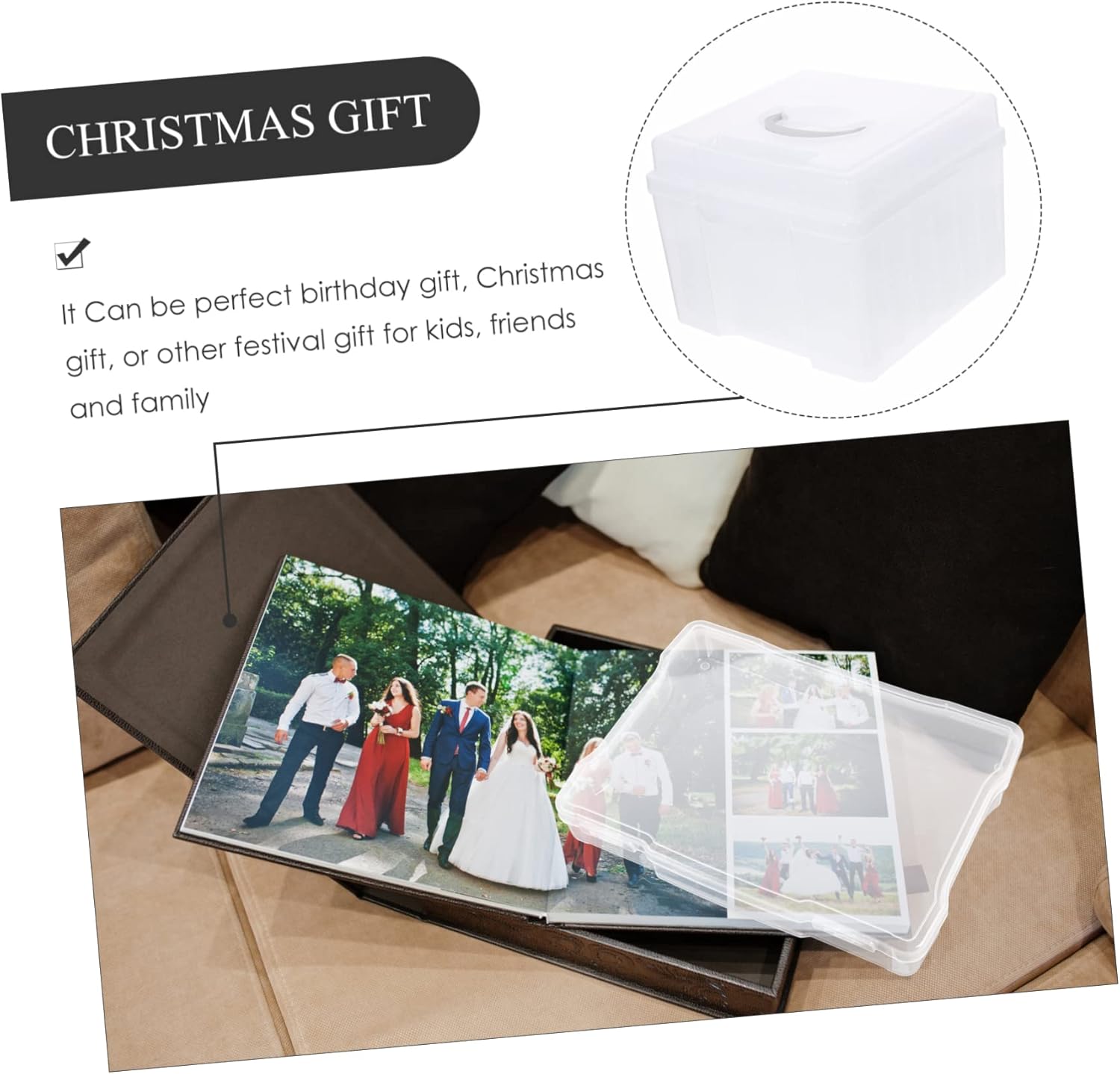 1set Photo Organizer Storage Case Multi-function Transparent Box for Cards Crafts and Items Material Individual Compartments for Home Organization