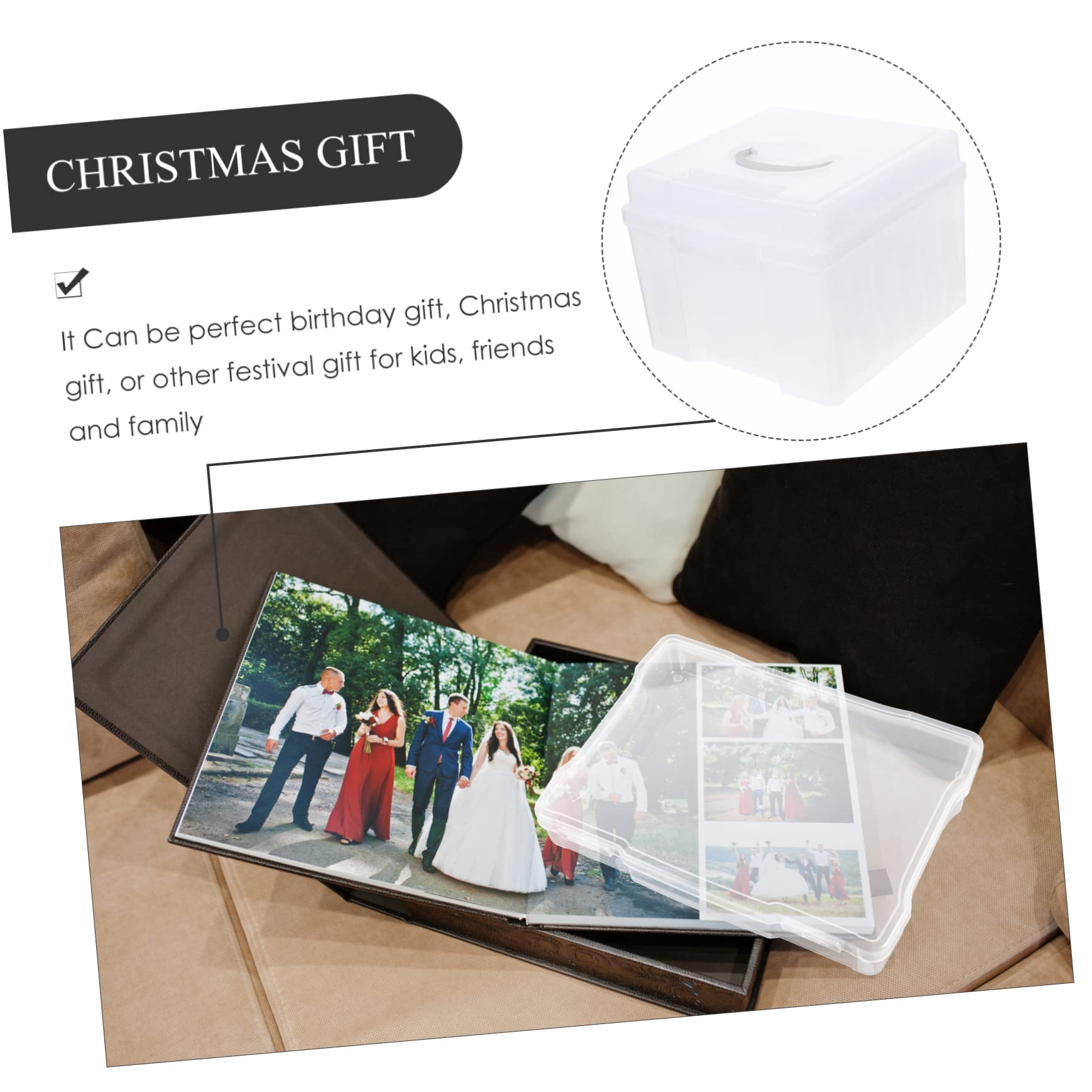 Uonlytech Fotobox für Fotos Aufbewahrungsbox aus Fotoorganizer mit Grußkartenorganizer und Schmuckkästchen als Kartenaufbewahrungsbox für Kleine Dinge