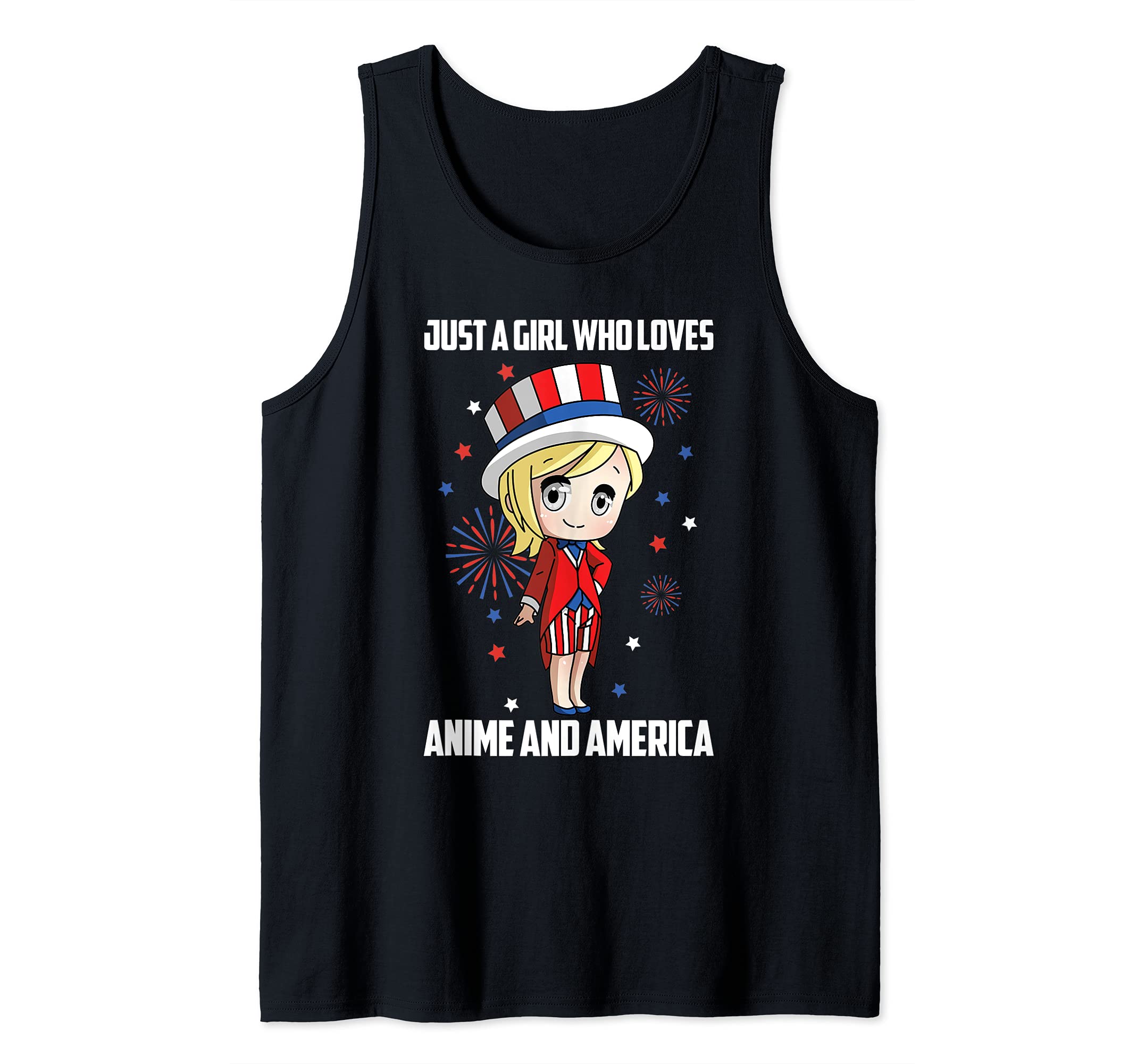 America Happy 4th of July Independence Day Anime Girl Tank Top