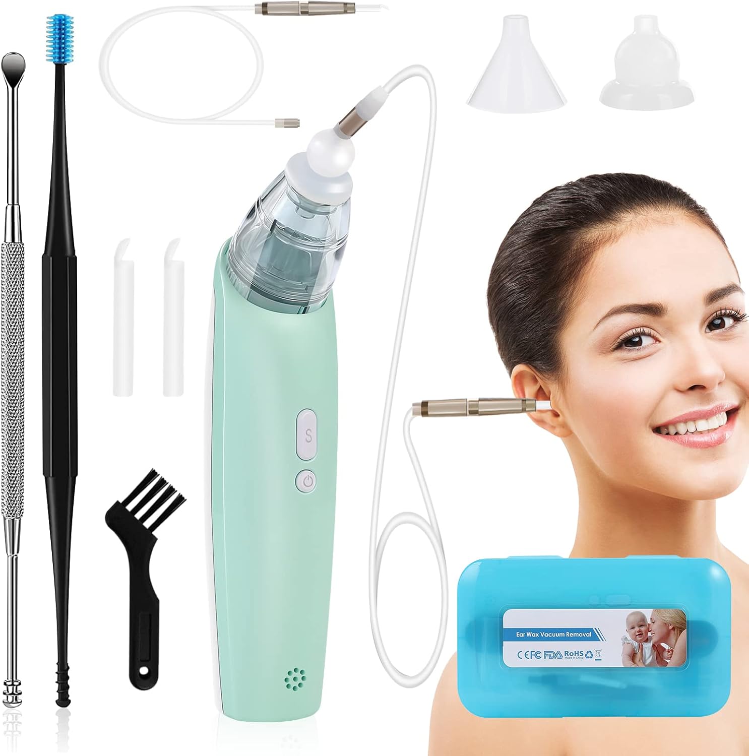 Ear Wax Vacuum Removal, Electric Ear & Nose Cleaner Ear Wax Remover, 3 Levels Strong Suction Ear